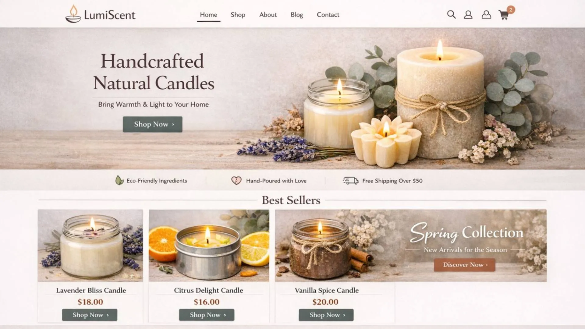 LumiScent handmade candle e-shop κατασκευή από Tekrove