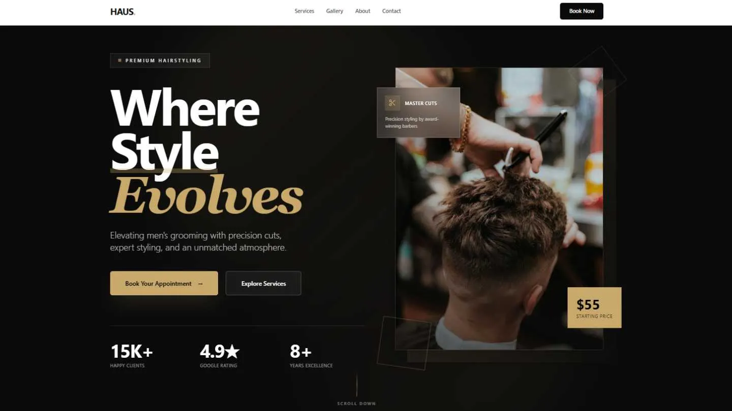 Haus barber shop ιστοσελίδα κατασκευή από Tekrove